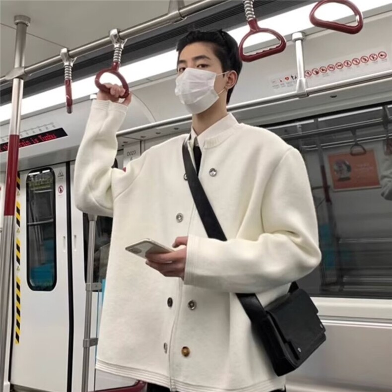 小众设计感宽松针织开衫纽扣装饰纯色圆领毛衣外套男女M3301,男装针织衫/毛衣,星座1116A（原606A-3）