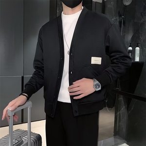 高级感针织衫开衫夹克男士春秋季新款休闲ins韩版V领毛衣外套S001图片