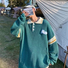 P0L0领针织毛衣男韩版潮流拼色字母2023秋冬季ins针织衫MZ135-P41，男装针织衫/毛衣，星座412-3