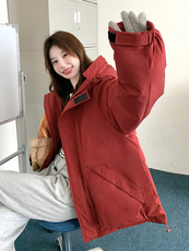 安可拉红连帽加厚棉服2c309-7717-p165-k248，女装棉衣/棉服，2C309