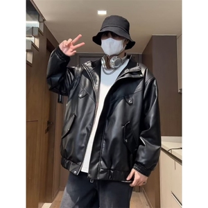 美式复古皮衣外套潮流痞帅炸街机车皮情侣夹克外套Y1025-P80网图图片