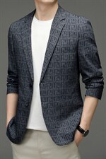 大码男士单西外套2023秋季新款商务中年西服宽松休闲印花小西装，男装西服，电商B212（原钱塘6029）
