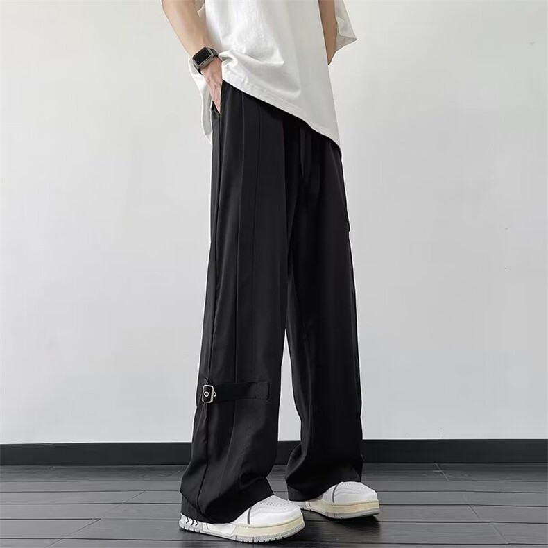 休闲裤男韩版潮流百搭裤子夏季薄款坠感阔腿拖地长裤K0969-P40,男装休闲裤,星座308B-2