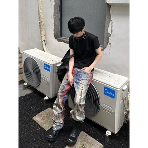 【有货】数码印花牛仔裤男款美式高街直筒裤子N0097CC-特P72