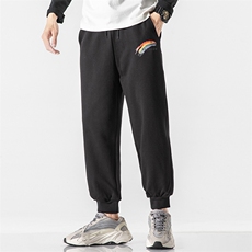 K12064-P40加绒P50束脚纯棉运动裤男士休闲裤大码宽松卫裤男，男装休闲裤，电商A040A