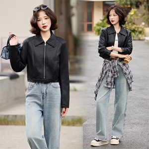 直筒牛仔裤女2025春秋弹力高腰垂感浅色裤子显瘦窄版阔腿裤长裤潮图片