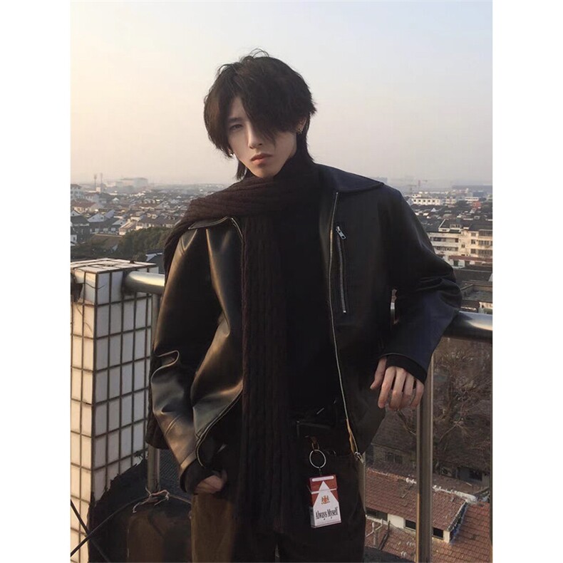 美式复古短款拉链皮衣外套cleanfit飞行员机车夹克男JK9805-P90图片