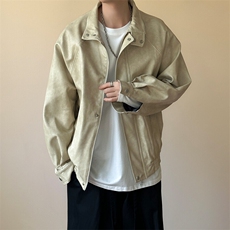 主推现货新款立领皮衣外套男宽松休闲机车皮夹克A351-AP2465-P105，男装夹克，电商A351