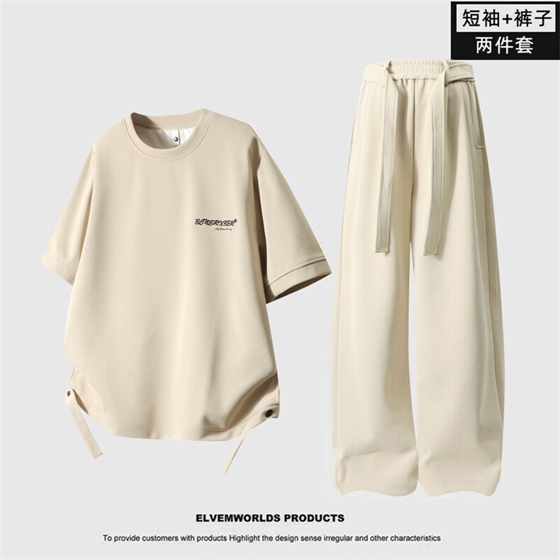 得物情侣短袖休闲套装夏季薄款潮牌痞帅整套A436-2253-特P60,男装休闲套装,电商A436