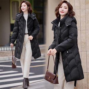 时尚气质棉衣女冬季新款百搭温柔淑女通勤连帽可拆中长款棉服外套,冬季腰带怎么搭配好看图片图片