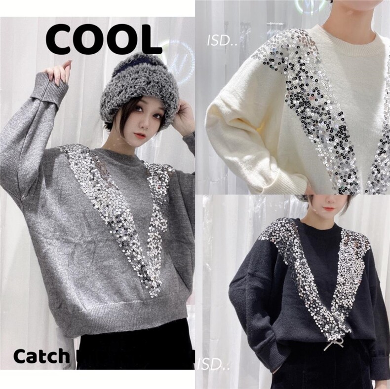 小众设计亮片毛衣，女装针织衫/毛衣，艾蔚儿