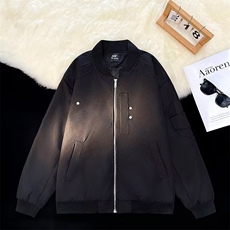 美式潮牌机车服夹克男女秋冬情侣款宽松高级感百搭休闲棒球服外套，男装夹克，星座506B