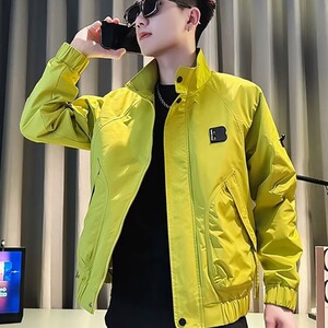抖音品质秋款男夹克衫字母贴标修身外套WT05 P65图片