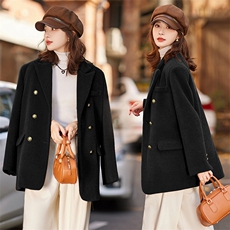 高品质！短款毛呢羽绒服女洋气2024年冬季新款高级感保暖显瘦90绒，女装毛呢外套，韩宇舍