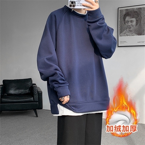 8XL-M加绒假两件卫衣加肥加大码美式复古圆领上衣WY5103P55加绒65