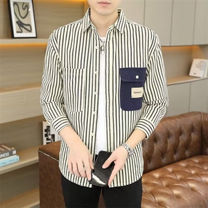 1506-1/C5271/P40新款衬衫男秋装宽松小众设计感上衣男生潮流百搭图片