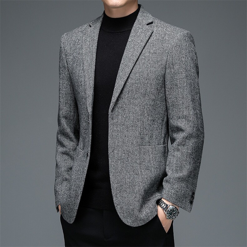 西装外套男2023秋季新款羊毛商务休闲西服中年便西爸爸装单件上衣,男装西服,电商B212（原钱塘6029）