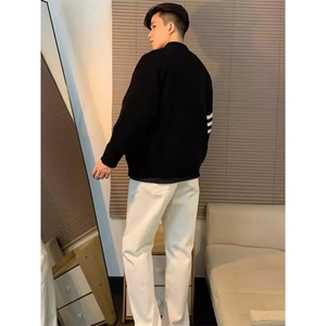 现货DM890-批60三条杠立领开衫毛衣男秋季长袖外套图片