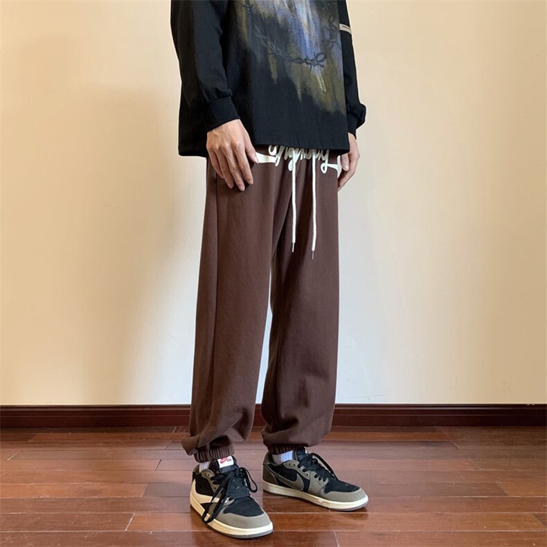 2026秋季新款美式印花束脚卫裤地板景XZ604-KP80-P55控68,男装休闲裤,星座604