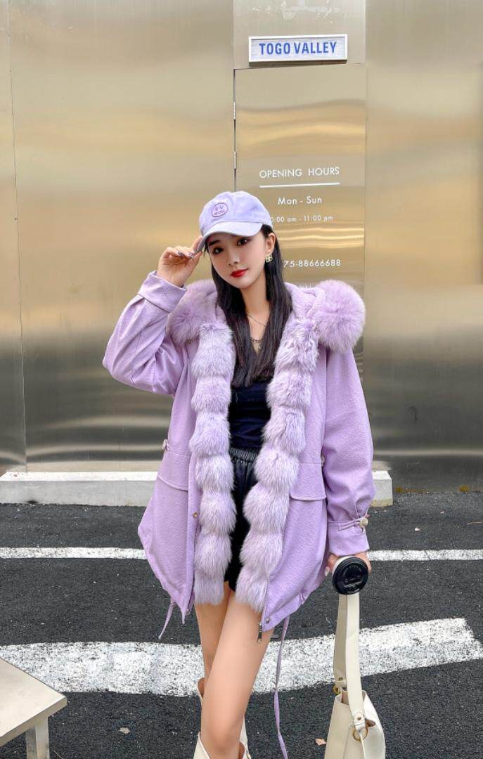 狐狸毛派克服，其它，贻思茗