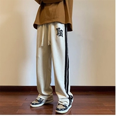 条纹冬季加绒加厚运动裤宽松型长裤男潮休闲裤直筒218-8K170P48，女装休闲裤，星座218-8