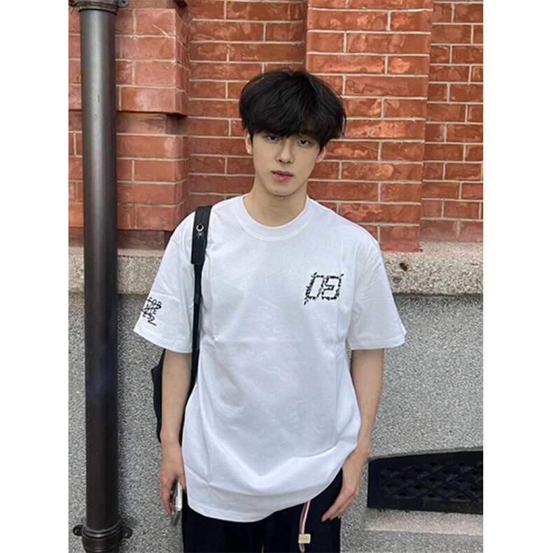 CP1205-P35重磅潮刺绣短袖t恤男女上宽松休闲夏季半袖T恤衣,男装T恤,电商B323A