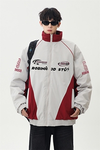 港风美式字母印花拼色立领保暖棉服外套男 XZ213-MF08-P90控148图片