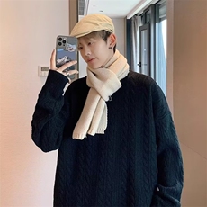 男冬季慵懒风圆领毛衣青少年宽松保暖针织衫潮流日系百搭线衣，男装针织衫/毛衣，星座715-4