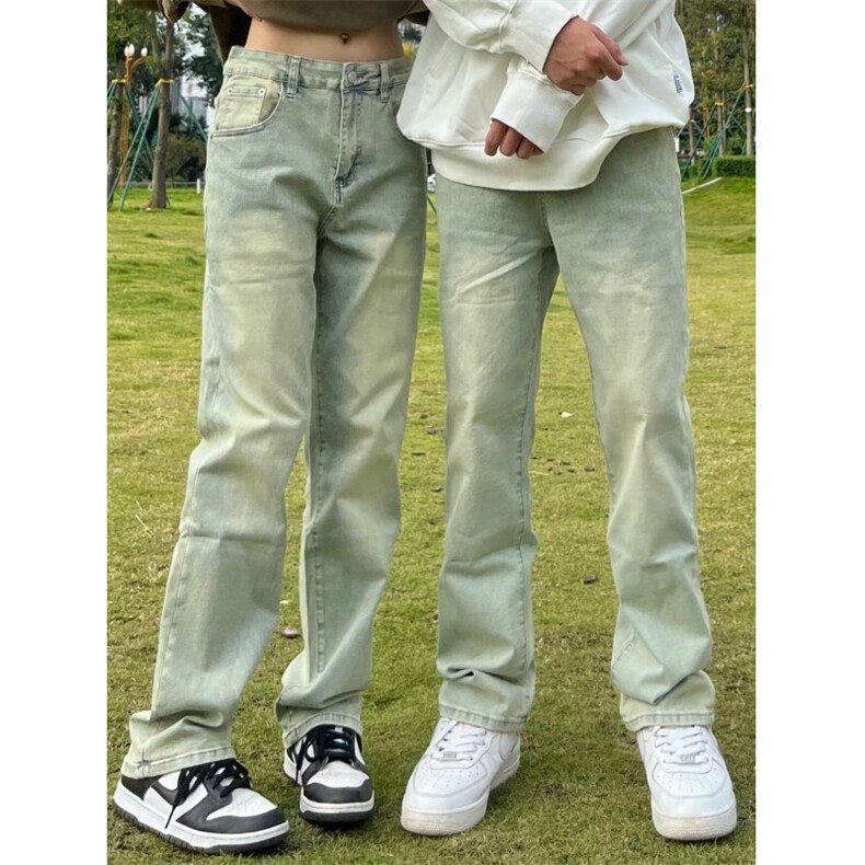 美式复古高街牛仔裤男女同款潮牌直筒微喇裤7701-P42,男装牛仔裤,星座1109-3