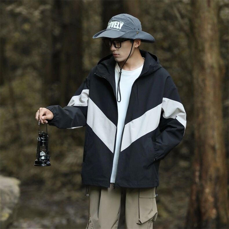 2025新款冲锋衣拼接外套男秋冬季防风防水登山服潮夹克JK3320-P50,男装夹克,星座1105-2