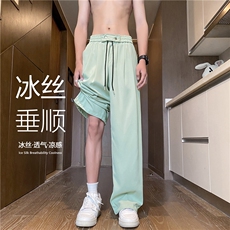 INS夏季冰丝透气百搭西裤宽松直筒休闲裤B315-K24163-特p30控58，男装西裤，电商B315