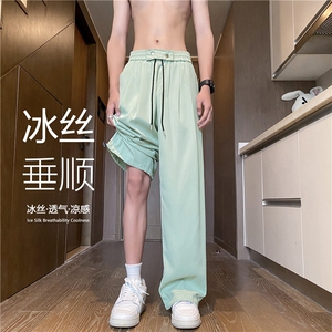 INS夏季冰丝透气百搭西裤宽松直筒休闲裤B315-K24163-特p30控58图片