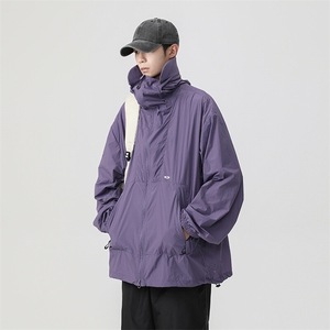 港风大码复古山系户外薄款男女连帽防晒服 XZ213-JKFS001-P55控78图片