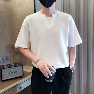 夏打底衫纯色百搭纯色圆领T恤短袖社会小伙A236-82558-特P38图片