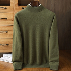 2025年秋季新款百搭半高领套头，男装针织衫/毛衣，榆莲羊绒