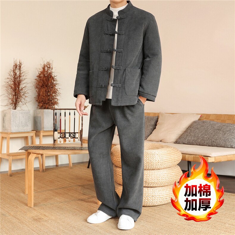 2025冬季风套装中式复古唐装棉衣棉绒保暖棉袄TZ2534-P205,男装棉衣,电商A008