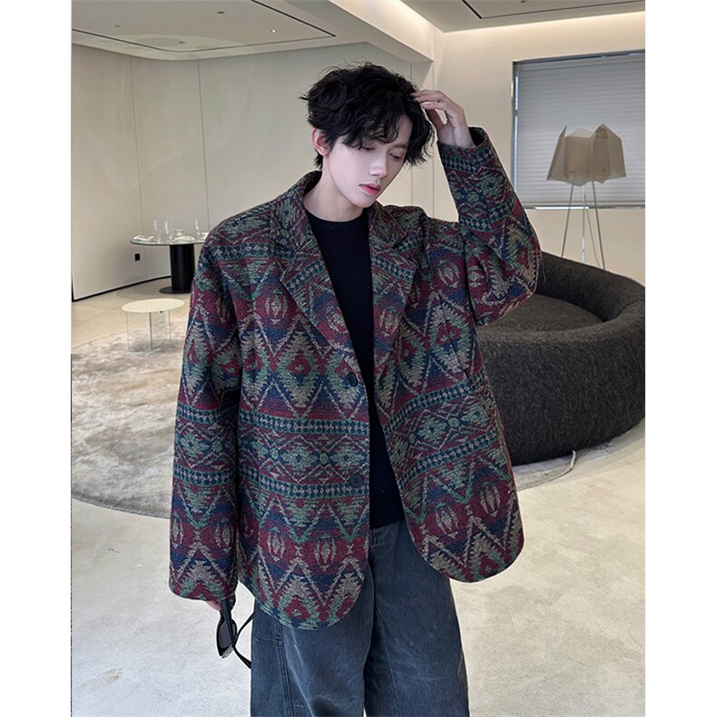 加绒加厚提花复古西装毛呢大衣504-F65-P78控128（加绒P88控138）,男装西服,星座504