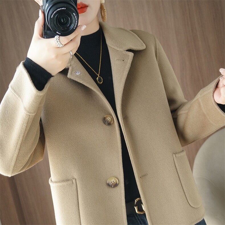 2025年秋季新款女士百搭，女装双面呢大衣，乾庄羊绒
