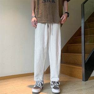 8XL-M 亚麻裤男休闲束脚裤潮薄款宽松男生九分锥形哈伦裤K920P58图片
