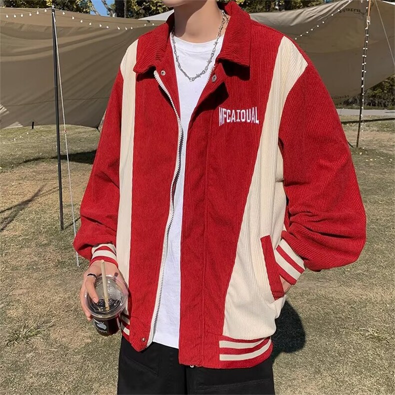 美式复古外套男春秋款设计感小众拼接潮流百搭棒球服夹克男WT50,男装夹克,星座506