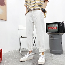男新款日系港风潮流精品牛仔仔哈破洞小脚裤714-3-2811，男装牛仔裤，星座1404-3