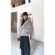 现货高品质美式高街冬季重磅硬挺短款座山雕毛领棉衣男女加厚外套，男装棉衣，电商A486-1