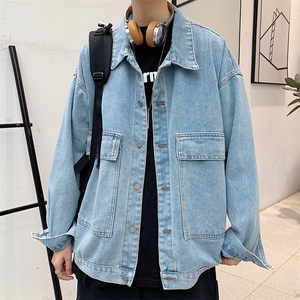 牛仔外套男秋新款韩版宽松港风夹克牛仔衣休闲百搭ins W1134-P50图片