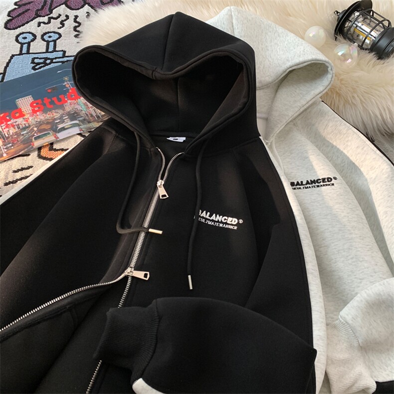 秋季新款开衫连帽卫衣男重磅情侣刺绣外套KS007-P70控108,女装短外套,星座209-2
