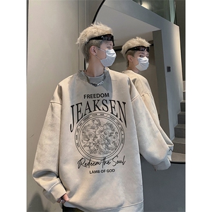 抖音得物高品质美式高街麂皮绒宽松圆领卫衣wyjp272-特p35控69图片
