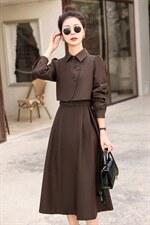 长袖连衣裙女春秋2025春秋新款气质高级感法式马甲衬衫裙子，女装连衣裙，半夏