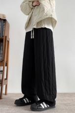 8XL-M加厚夹棉保暖长裤棉麻绗缝竖格休闲裤加棉棉裤K9111P68控88，男装棉裤，电商D206-1