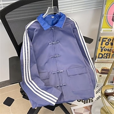 潮新中式立领盘扣夹克男潮牌ins宽松帅大口袋唐装外套W5765-P57，男装夹克，星座412-3