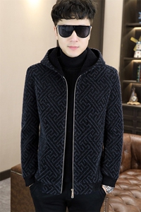 冬季新款男士加厚加棉连帽修身时尚毛呢大衣外套男D72P155控238图片
