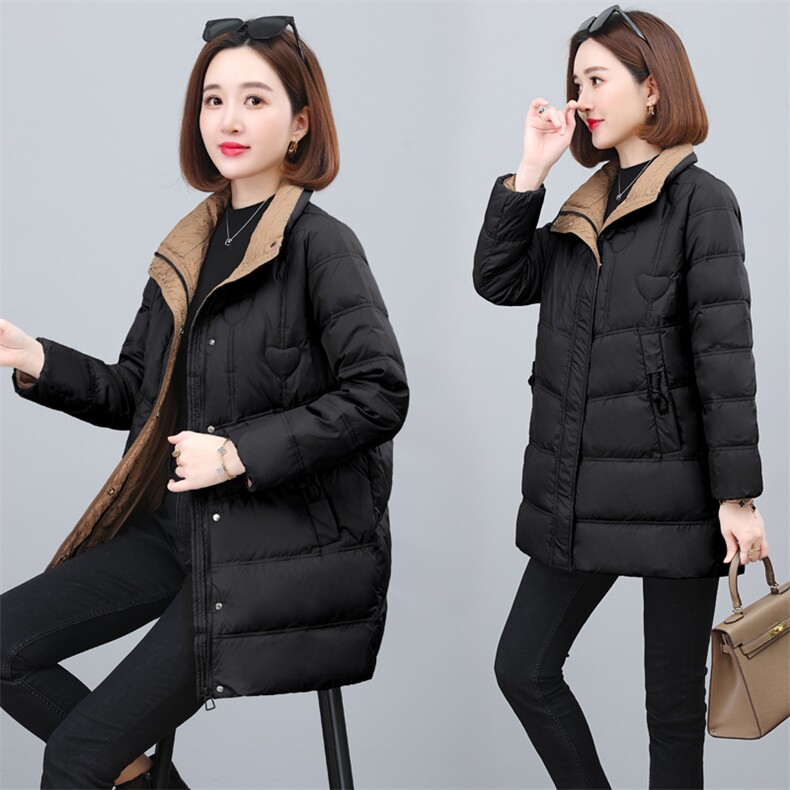 红色立领羽绒棉服女短款2024冬季新款小个子时尚简约保暖棉袄外套,女装羽绒服,依恋蒂丝
